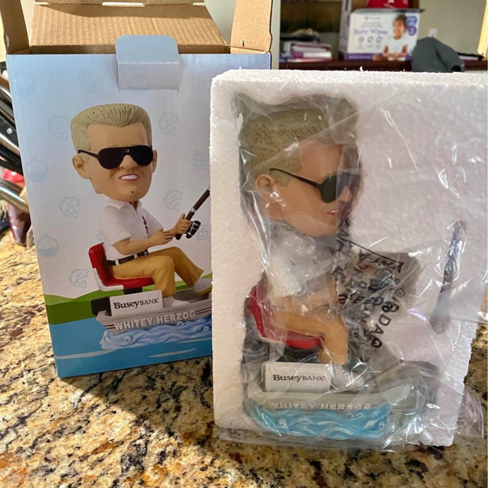 NIB Whitey Herzog Fishing Bobblehead NEW